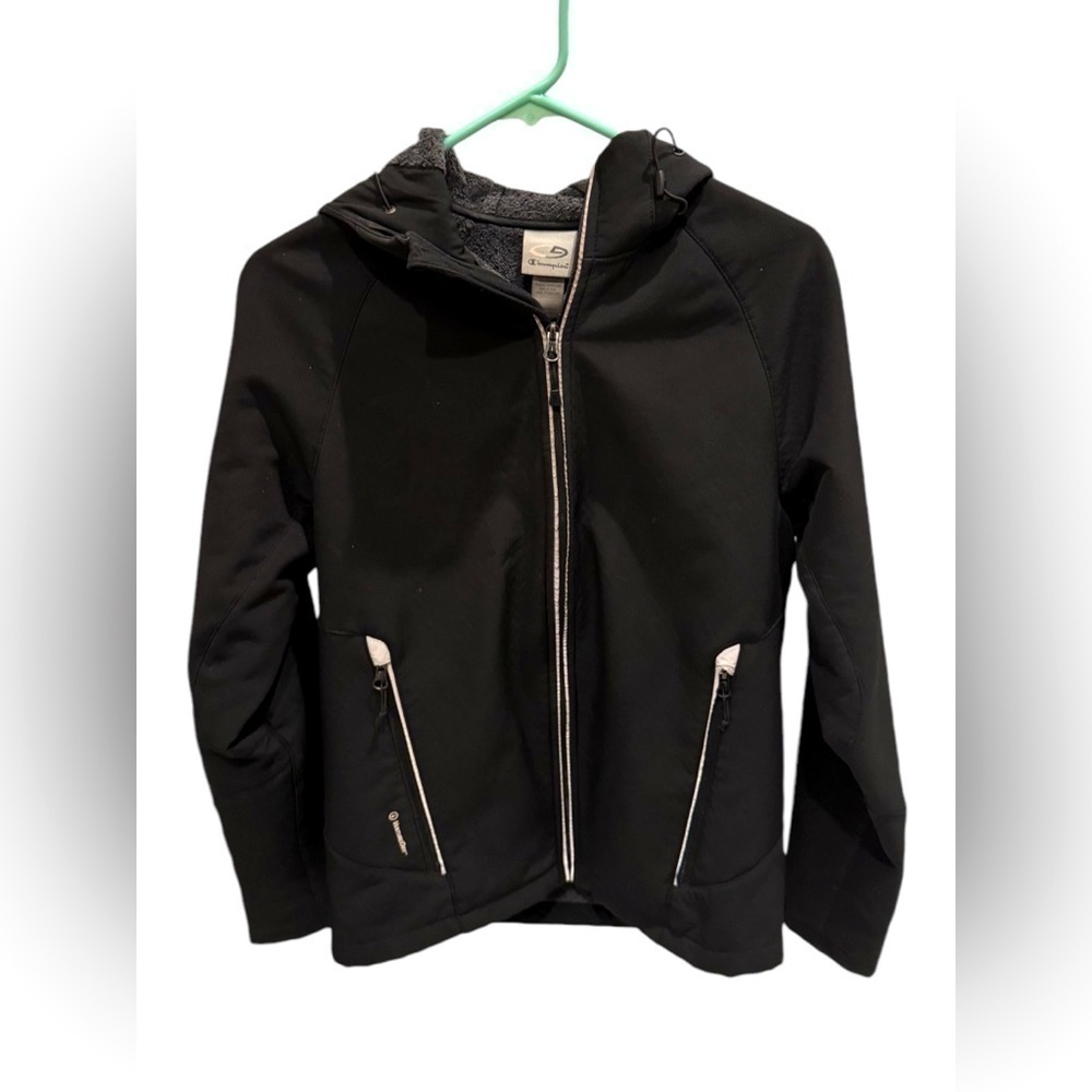 C9 Champion Fleece Lined Winter Jacket Zip Up Black Reflective Hooded Size Small